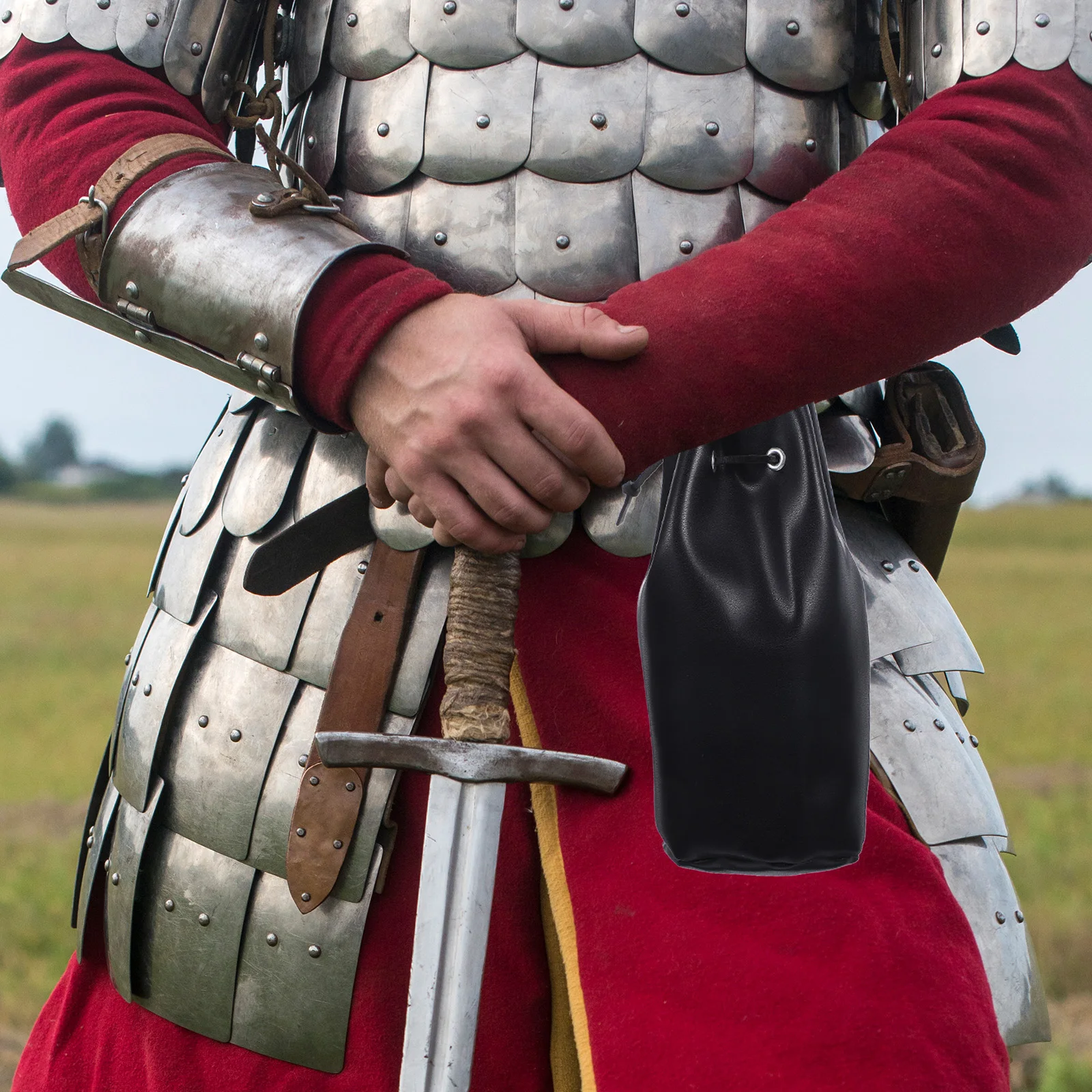 Marsupio medievale con coulisse Marsupio in PU Custodia rinascimentale vintage Accessori per costumi cosplay Fornitura per feste