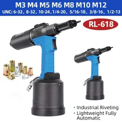 Automático pneumático rebite porca arma, Industrial hidráulica, rebitagem rápida, Nut ferramenta, RL-6312, M3, M4, M5, M6, M8, M10, M12