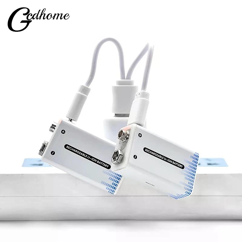 9V Battery Li-ion Rechargeable Battery Type-C Battery USB Charging Cable 9v Lithium For Multimeter Microphone Toy