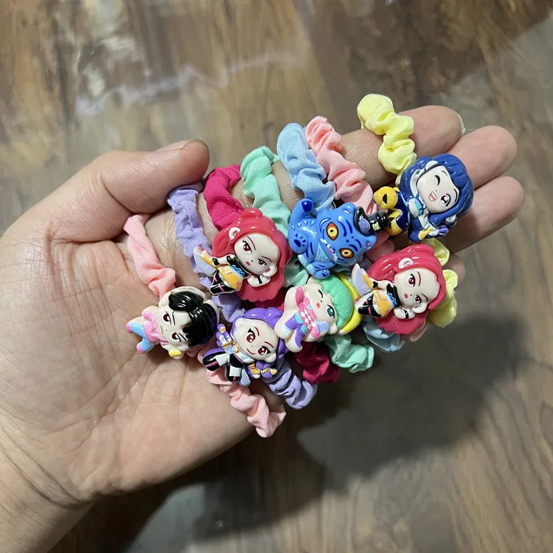 حار بيع شيطان هنتر الكرتون العلاقات الشعر لطيف الشعر الحبال مجموعة المرأة عالية مرونة الشعر الفتيات الدوائر ذيل حصان المثبت اكسسوارات #1