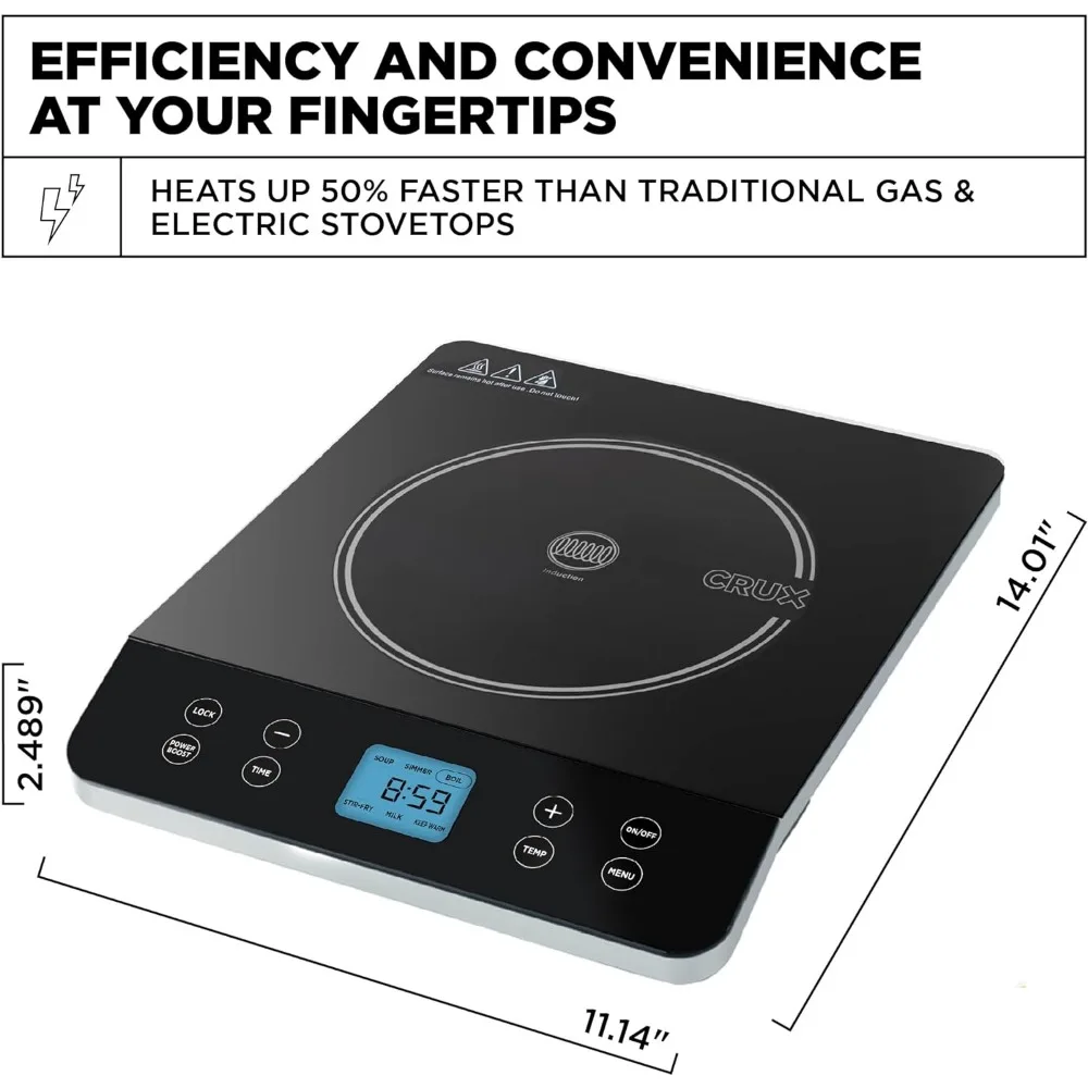 Induction Cooktop, Electric Hot Plate, Programmable Single Burner with Touchscreen LCD Display, Temperature Control, 1800 W