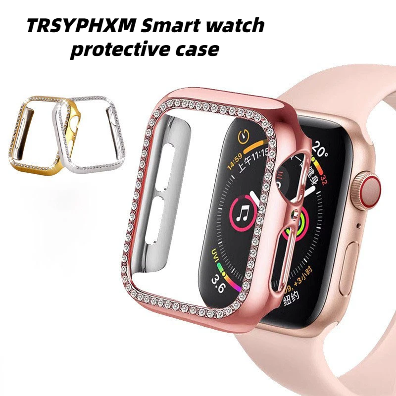 Electroplating single row imitation diamond watch case suitable for Apple iWatch S10 hollow border ultra watch protective case