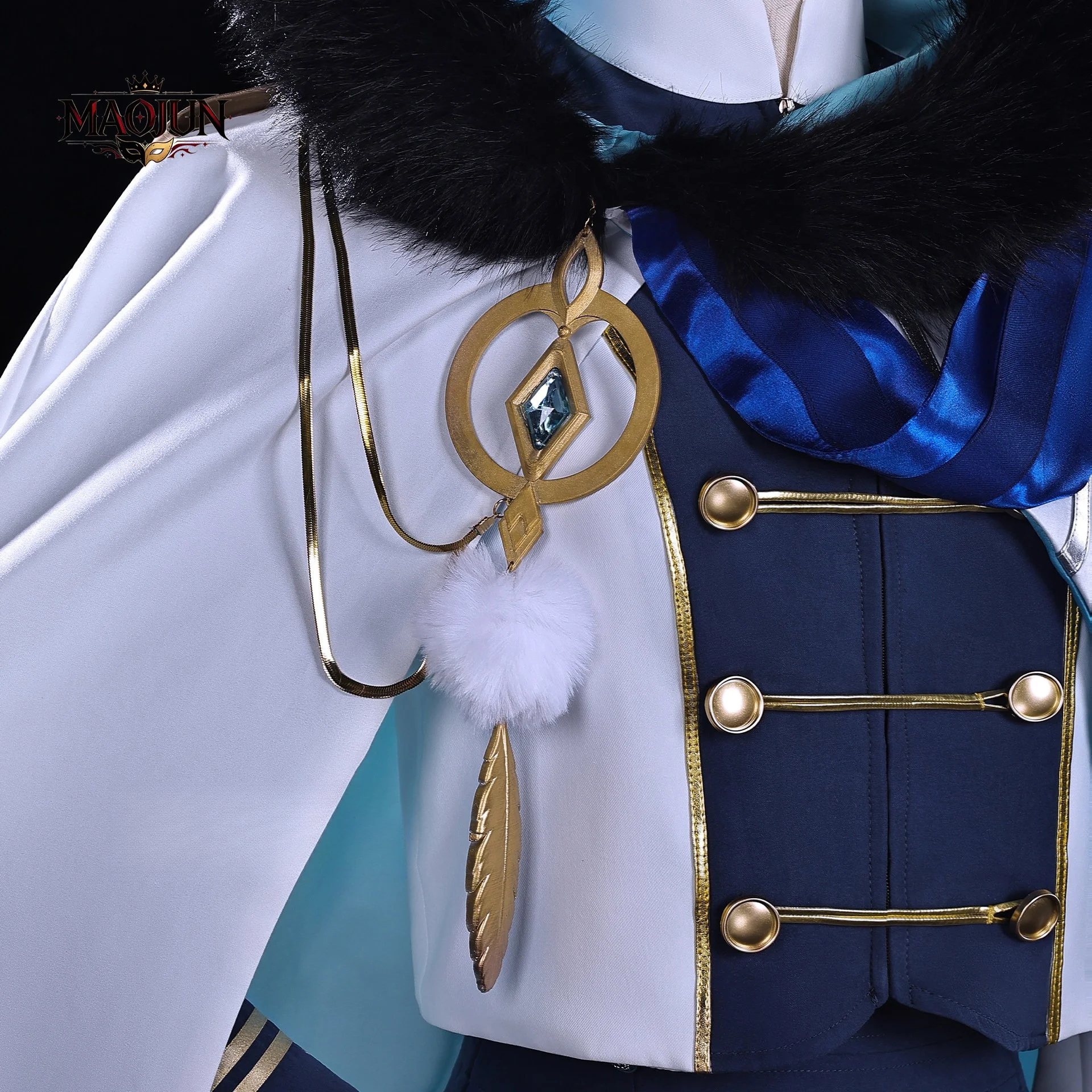 Scaramouche HoYoFair Cosplay Outfit Genshin Impact Wanderer White Gradient Cape With Furry Collar Complete Cosplay Suit