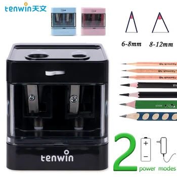 Tenwin otomatik elektrikli kalemtıraş mini Usb çift güç kalemtıraş kaynağı okul öğrenciler kırtasiye için 6-12mm kalem