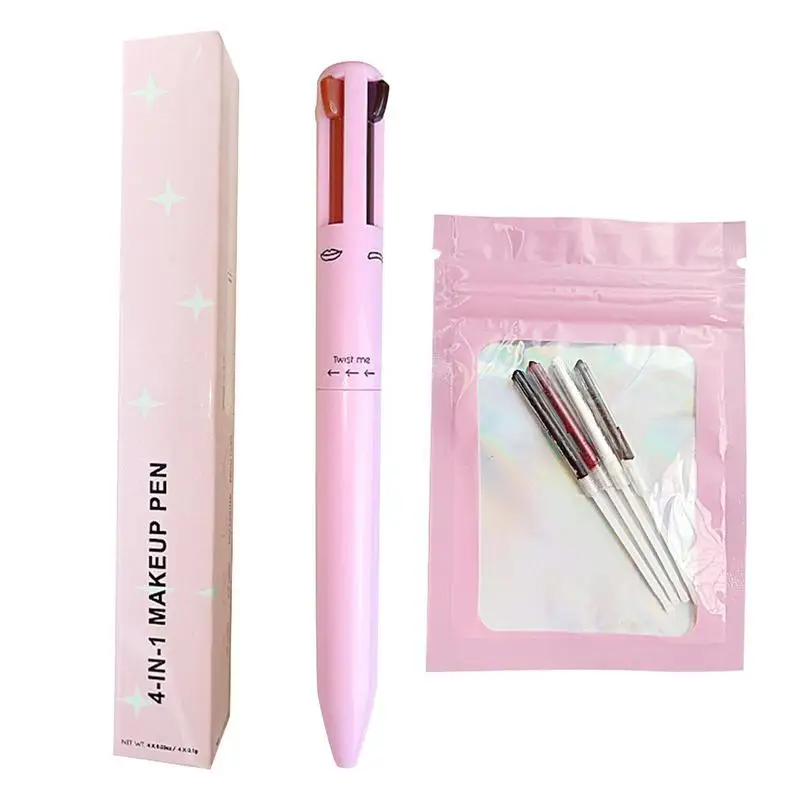 4-in-1 Makeup Pen EyeLiner Brow Liner Lip Liner Highlighter Pen MultiFunctional Travel Makeup Pencil Refillable Magic Pen Makeup
