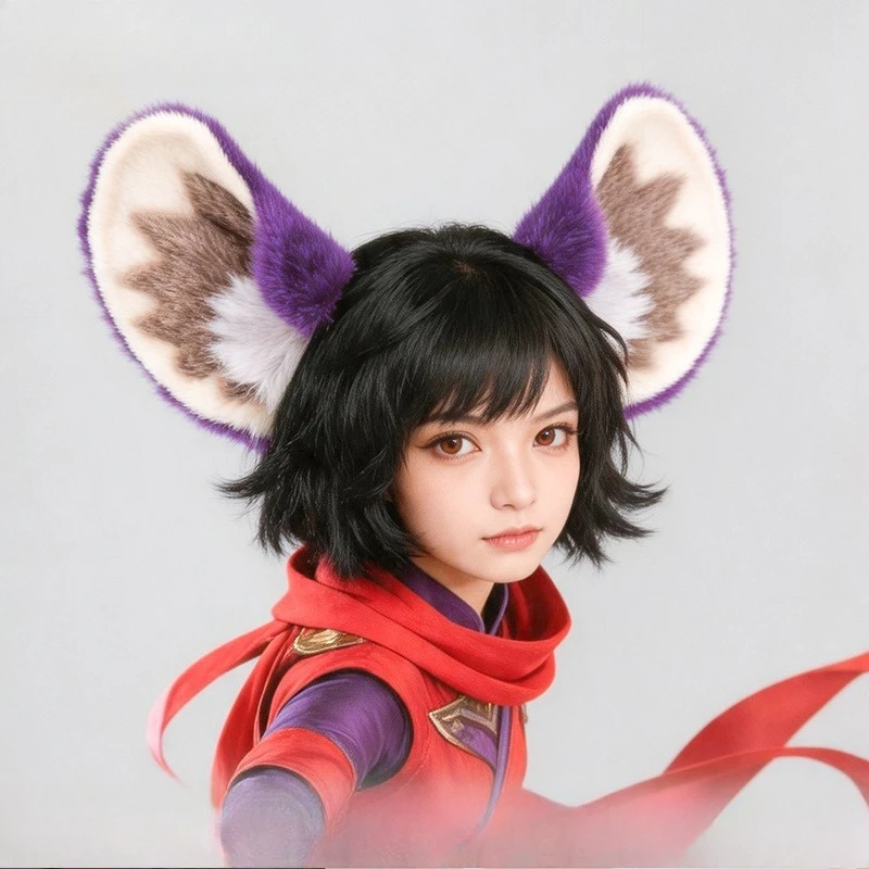 Archi Anime Handwork Honor of Kings Li Yuanfang Cosplay Plush Ear Headwear Furry Fursuit Big Mouse Ears Headband Cosplay Props