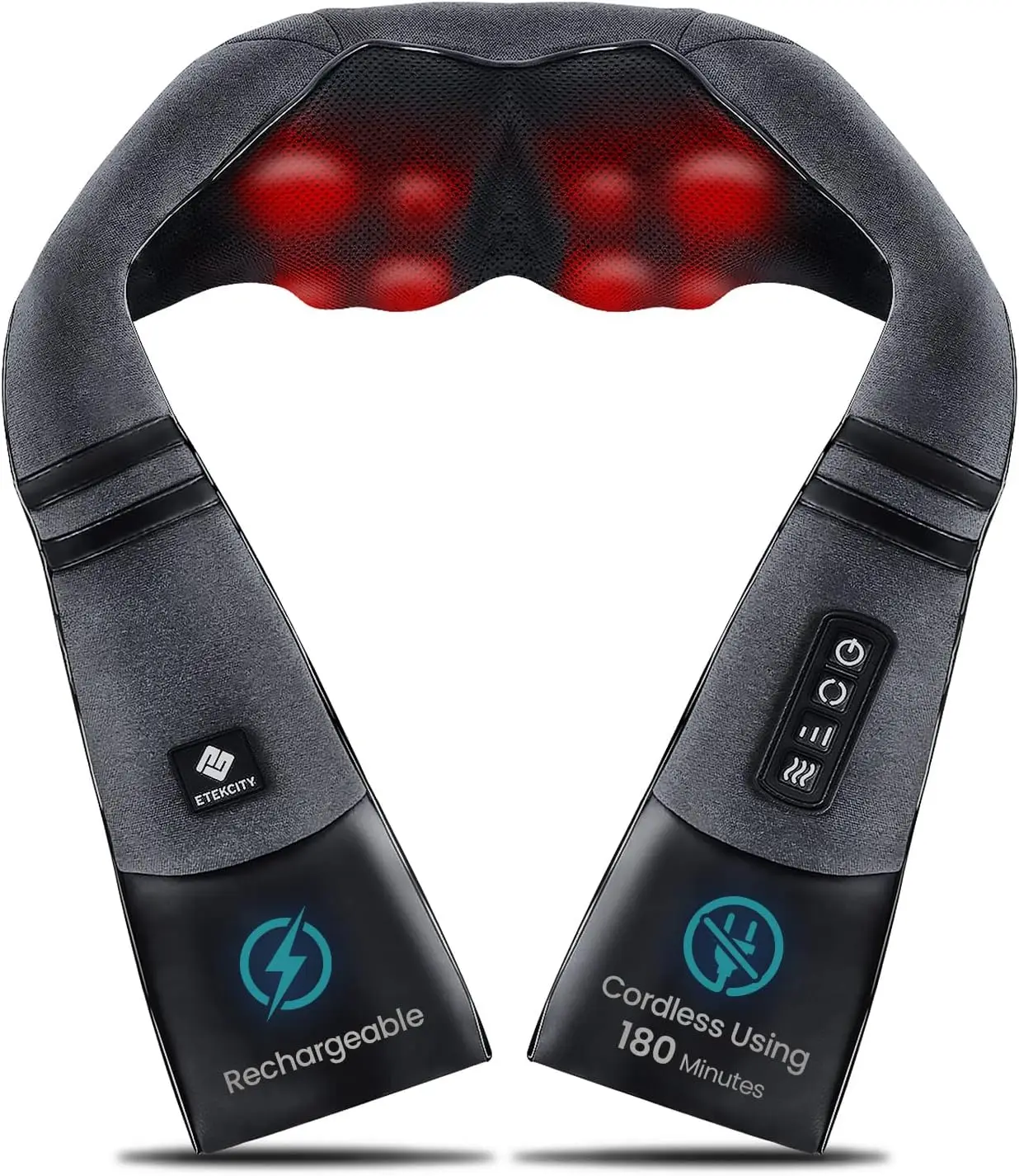 

Cordless Neck Massager with Heat, Deep Tissue Shiatsu for Pain Relief, Rechargeable Shoulder Back Massage Tool, Gift for Parents