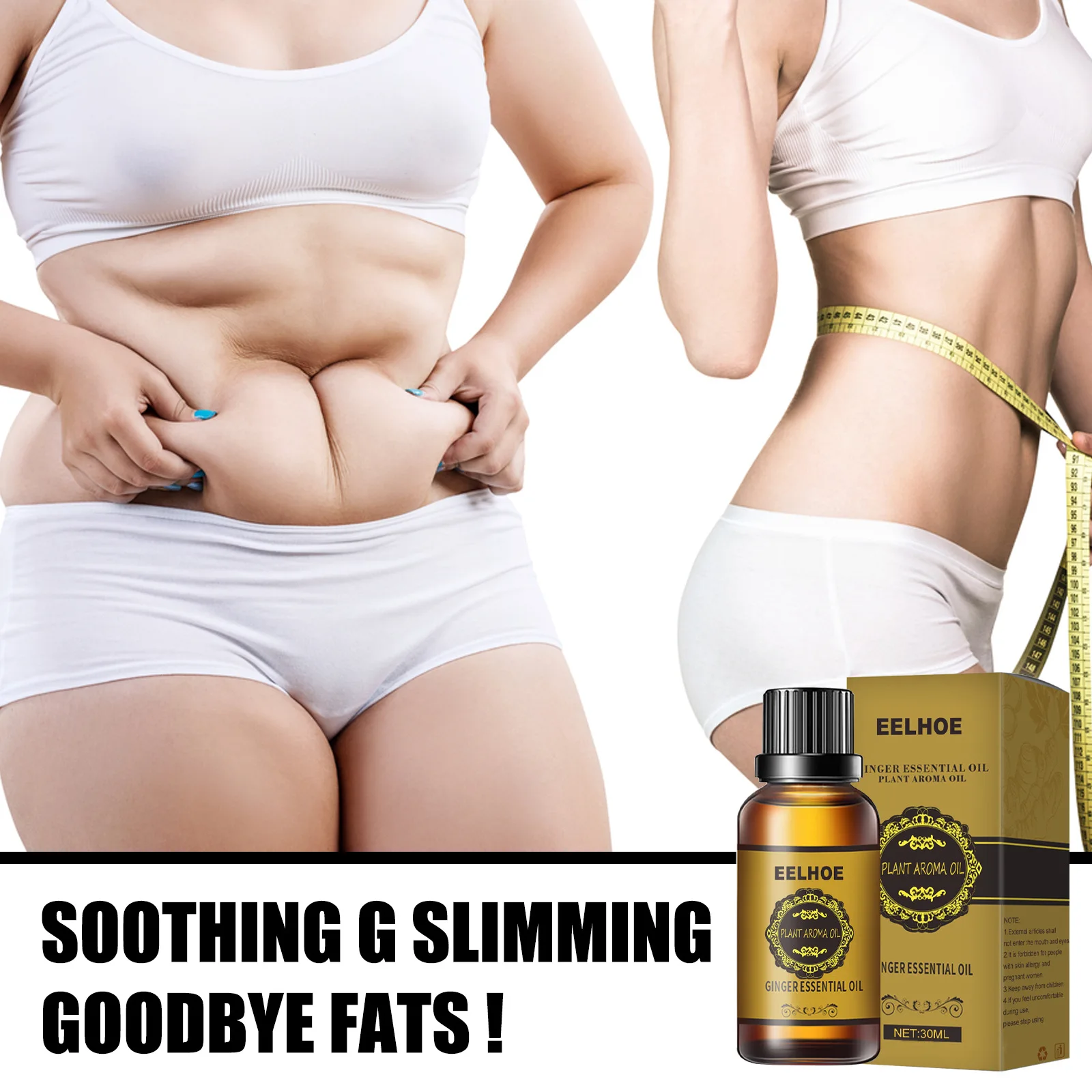 Ginger Essential Oil Firming Slimming Shaping Liquid Fat Burner Belly Sculpting Essential Promote Metabolism Body Massage Oil