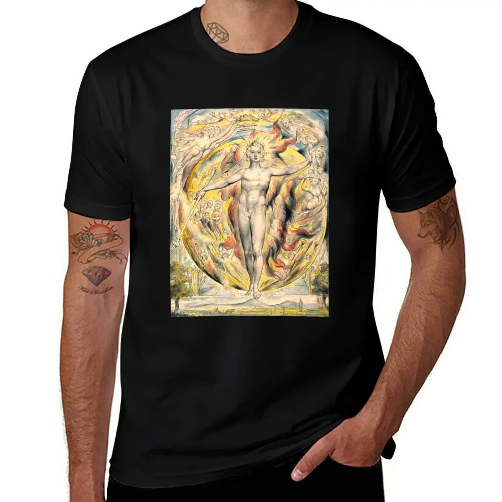 HD The Sun at His Eastern Gate, by William Blake HIGH DEFINITION Original colors T-Shirt Casual Daily Outfit T-Shirt