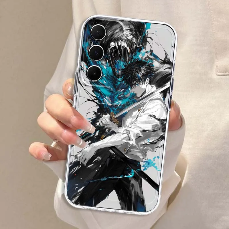 Jujutsu Kaisen أنيمي لسامسونج غالاكسي A73 A72 A71 A55 A54 A53 A52 A51 A33 A25 A22 A15 A14 A05 بولي TPU حافظة هاتف شفافة #2