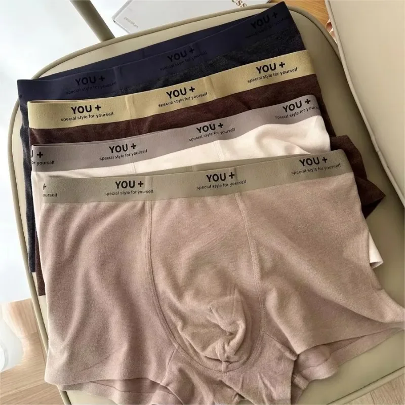 Cuecas boxer de algodão confortáveis masculinas, calcinha de cintura quente, roupa íntima de seda de malha sexy para adultos, algodão, roupa íntima sexy masculina