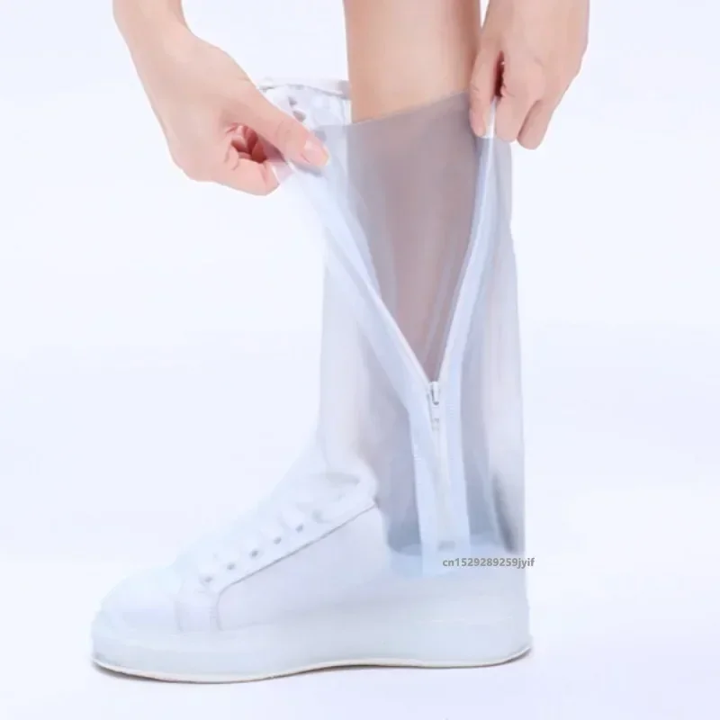 Unisex High Tube Rain Shoe Covers Waterproof Reusable Anti-Slip Rain Boot Rainproof Shoes Protector