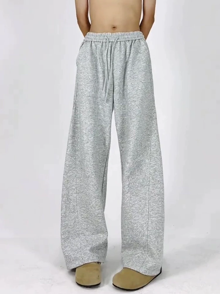 

ey American Spor Casual Sweatpants Men Autumn Heavy Drape Loose Feel Knife Pants Loose Slimming Straight Leg Trousers