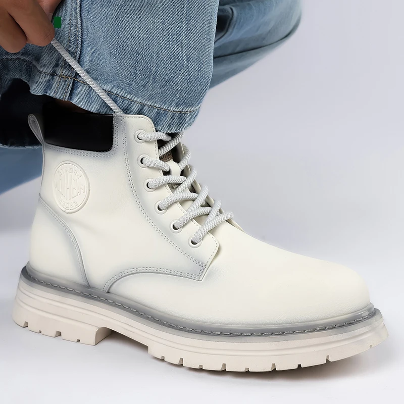 

Уличные ботинки, мужские ботинки, новинка 2025, зимние утепленные кожаные бархатные хлопковые туфли с низким берцем, короткие ботинки в британском стиле