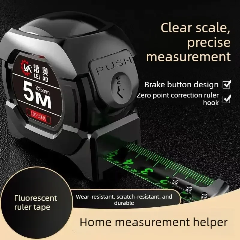 Steel Tape Measure 7.5M Fluorescent Thickened Wide Tape High Precision Wear Resistant Portable Construction Measuring Tool