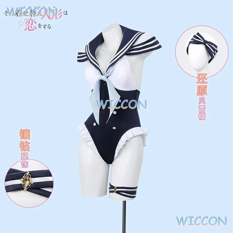 

Darling Kitagawa Marin Newly Cosplay Costume Navy Style Anime My Dress-Up Swimsuit Wig Kitagawa Marin Sexy Maid Dress Women Cos