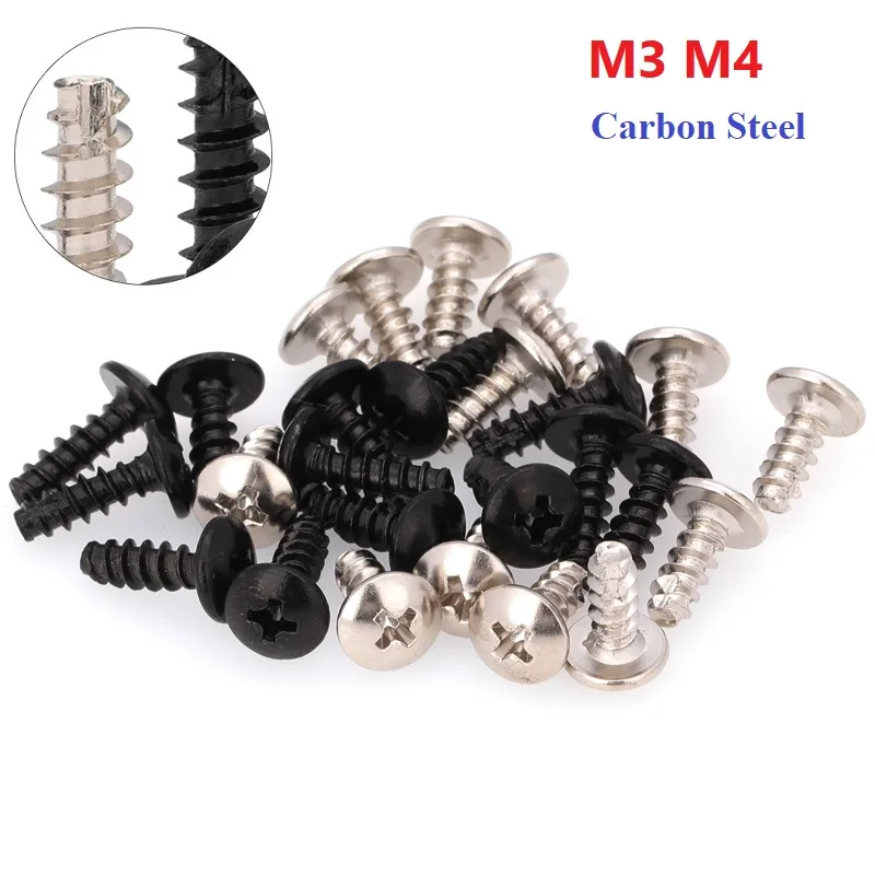 

Phillips Pan Head Screws M3 M4 Cross Round Head Cutting Tail Self Tapping Screws Carbon Steel Black Zinc/Nickel Plating