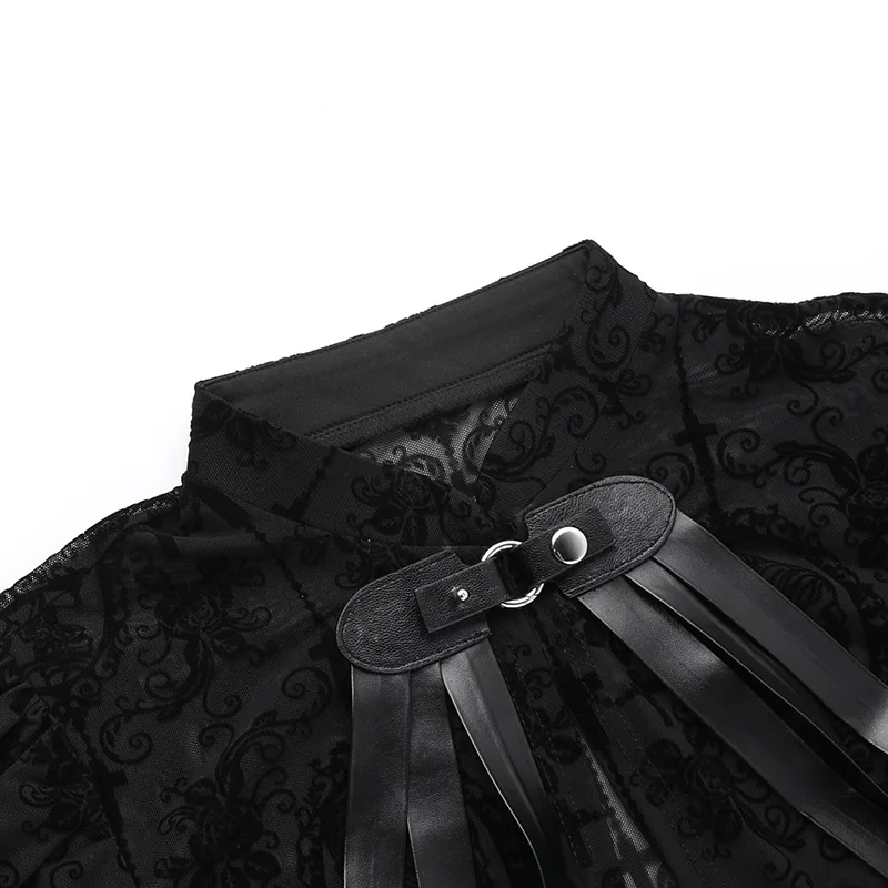 Elegante Harajuku Vrouwen Massaal Crop Vest Jassen Y2K Grunge Techwear Mall Gothic Kant See Through Bolero Tops Alt Partywear