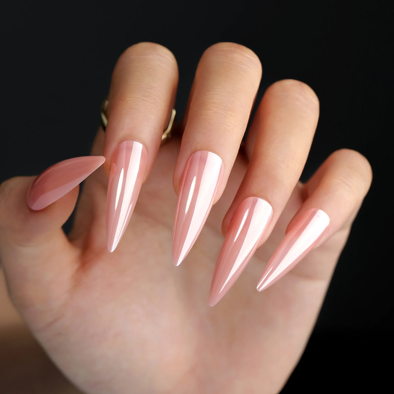 24 Stück lange Stiletto-Kunstnägel, würzige Mädchen-Charm-Maniküre, rosa, zum Aufdrücken der Nägel, vollständige Abdeckung, französische Kunstnägel, Kunst für Frauen