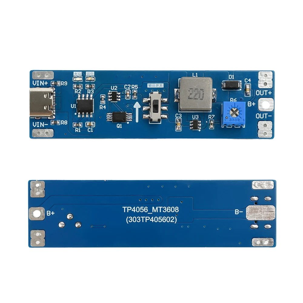 

3.7V to 9V 12V Boost Module Type C Li-ion Battery Charger Module Li-on Battery Adjustable Charging/Discharging Integrated Module