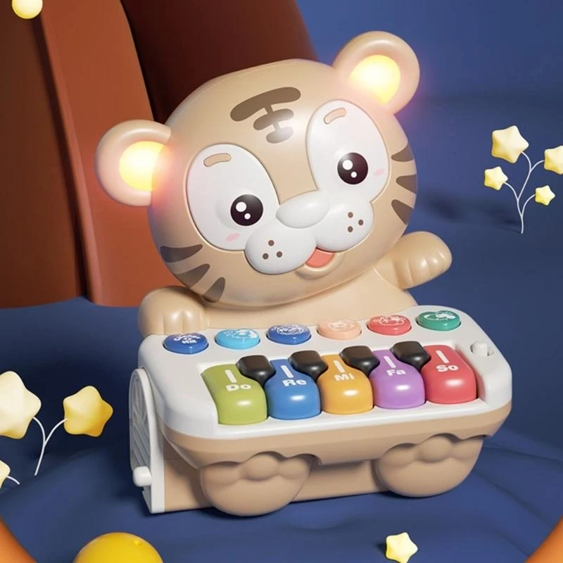 أطفال متعدد الوظائف تحسين الذكاء لعبة البيانو الموسيقية للطفل لطيف لوحة المفاتيح لعبة الدماغ لعبة النمر على شكل 15UB