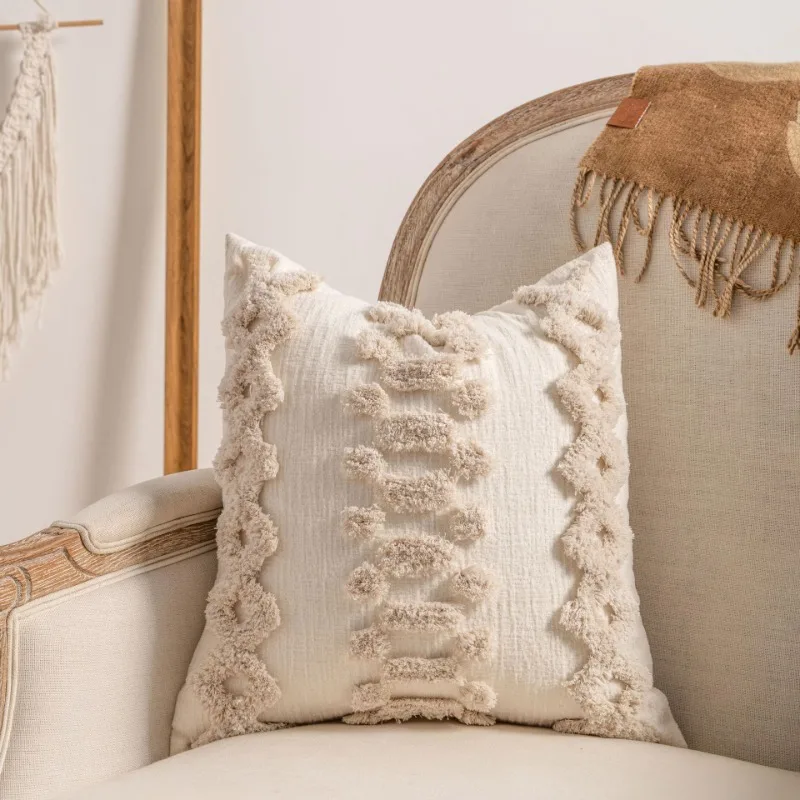 Modern Loop Yarn Pillow Covers Minimalist Textured Sofa Cushion Cases Elegant Bedside Throw Pillowcase Chic Hotel Cushion Covers