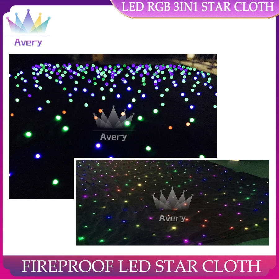 LED RGB Star Curtain Cloth LED Three Colors Star Double Layer Velvet Cloth Backdrop For Wedding Christmas Party Customed