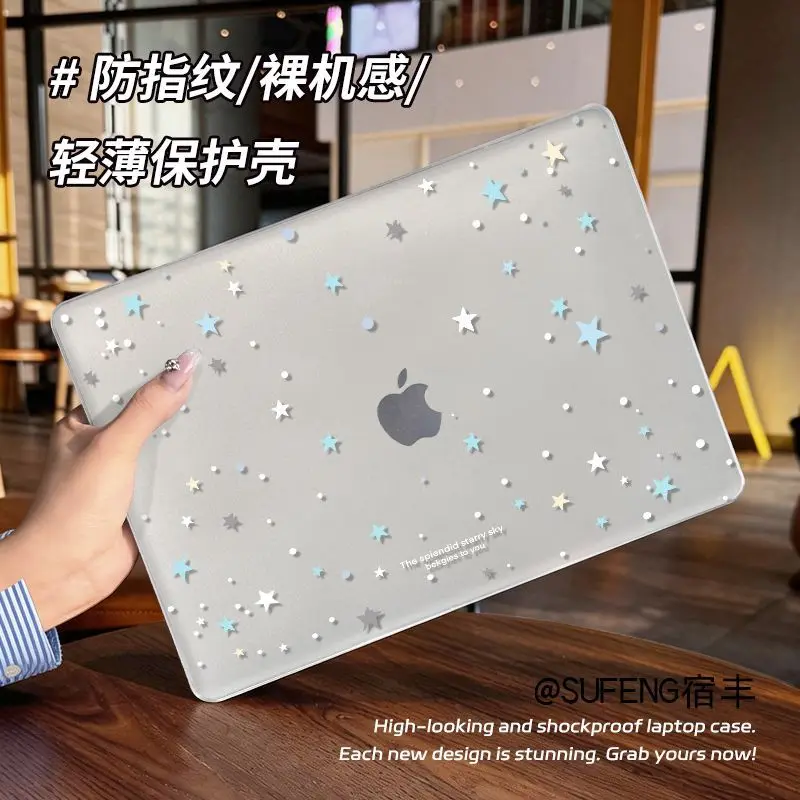 Korean Star Blue Case for Macbook Air Air 13.6 15 M5 M1 Pro 14 M4 M3 16 M2 Mac Crystal Clear Cover A2681 A3113 A2442 A2941 Slim