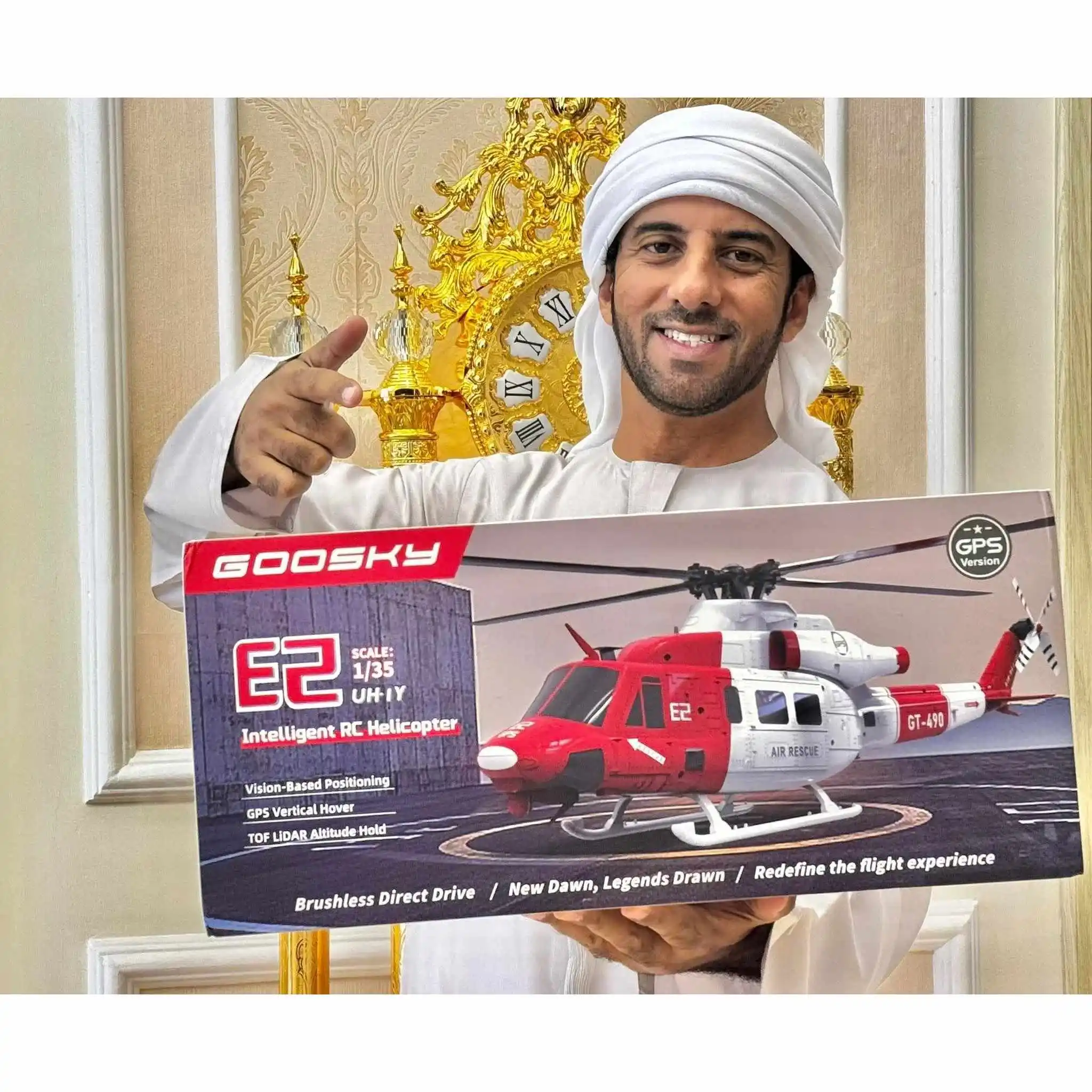 2025 ใหม่ GOOSKY E2 1:35 GPS รีโมทคอนโทรลอัจฉริยะจําลองเฮลิคอปเตอร์ UH-1Y เฮลิคอปเตอร์ตําแหน่ง GPS One-Click สุทธิ