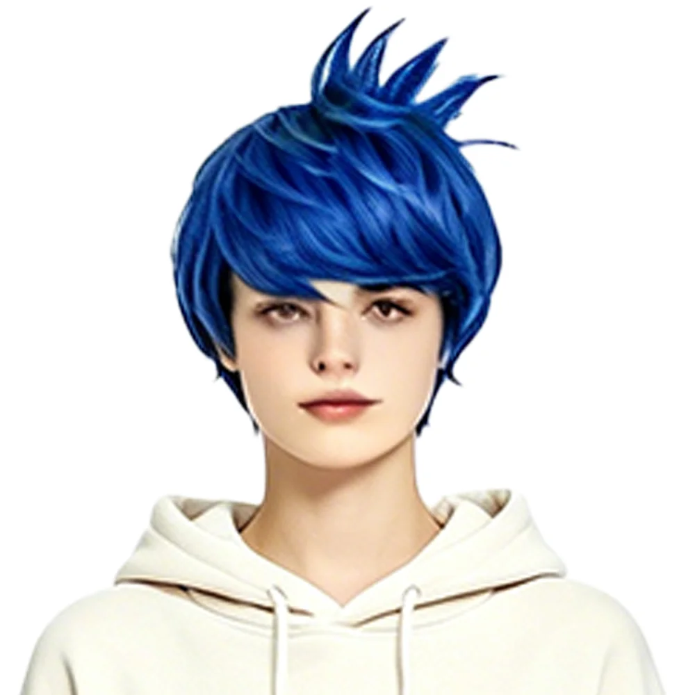 

Bright Blue Short Spiky Wig Unisex Natural Looking Synthetic Wig Easy to Wear For Daily Styling Joy Cosplay Halloween Party