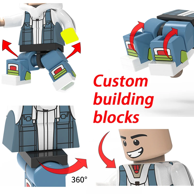 Customized Movable Head Waist Hand Bending Leg Combination Mini Action Figure Building Blocks