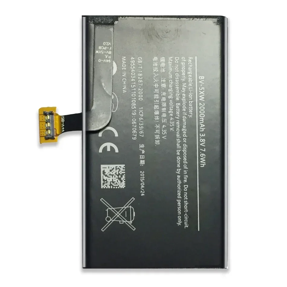 Replacement Rechargeable Mobile Phone Batteries BV-5XW For  Nokia Lumia 1020 EOS BV 5XW 2000mAh Smartphone Portable Battery