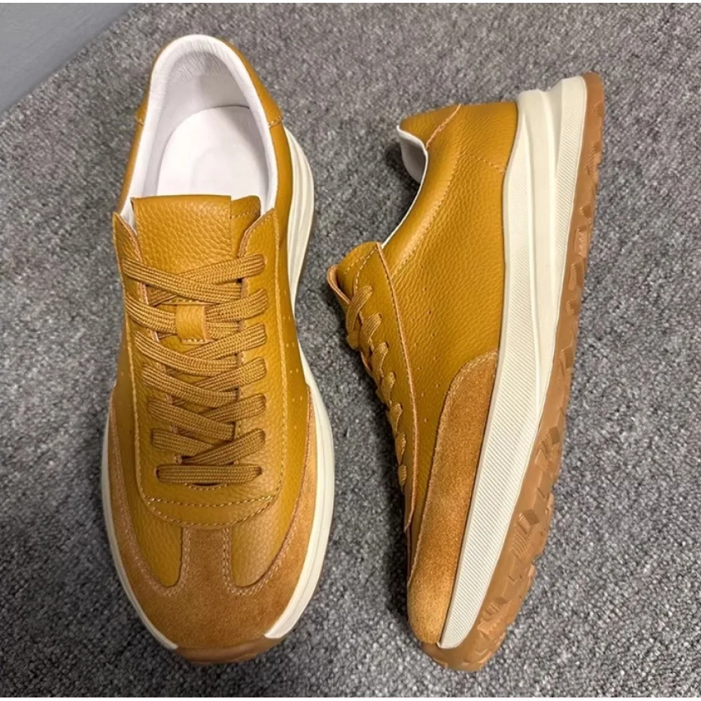 Premium Tan Leather Suede Sneaker – Handcrafted Comfort, Timeless Luxury for Men