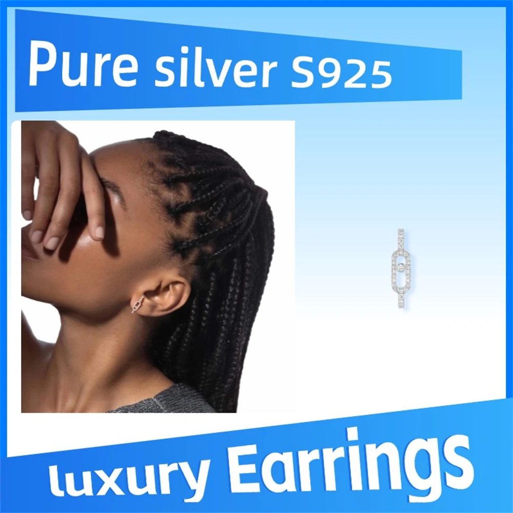 

Pure 925 Sterling Silver Boutique Move Uno Series Pave Diamond Earrings Party personality high quality fashion luxury banquet