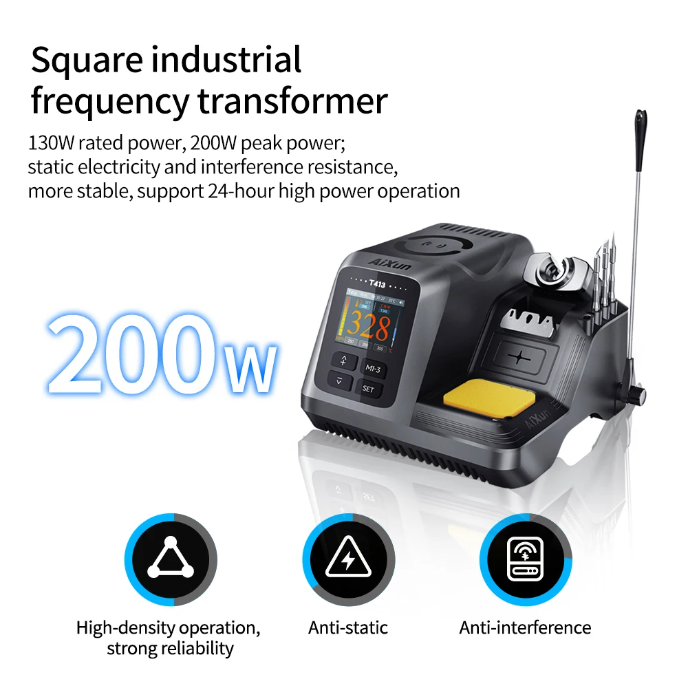 AIXUN T413 stazione di saldatura intelligente 200W maniglia di precisione intelligente integrata T245 per riparazione di saldatura di precisione PCB