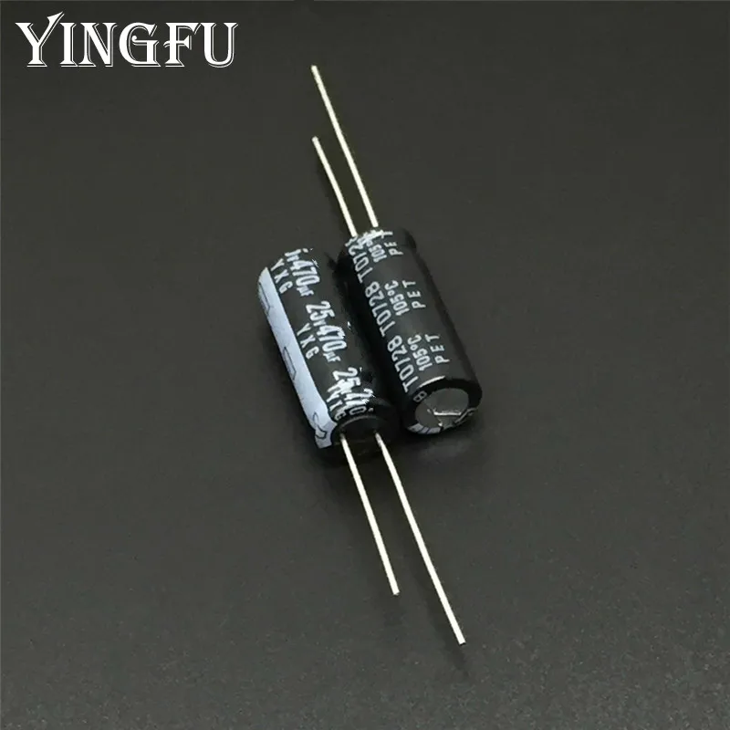 100 Chiếc 470UF 25V YXG Series 8X Cao 20Mm Gợn Sóng Hiện Tại Cuộc Sống Lâu Dài 25V470uF Tụ Điện