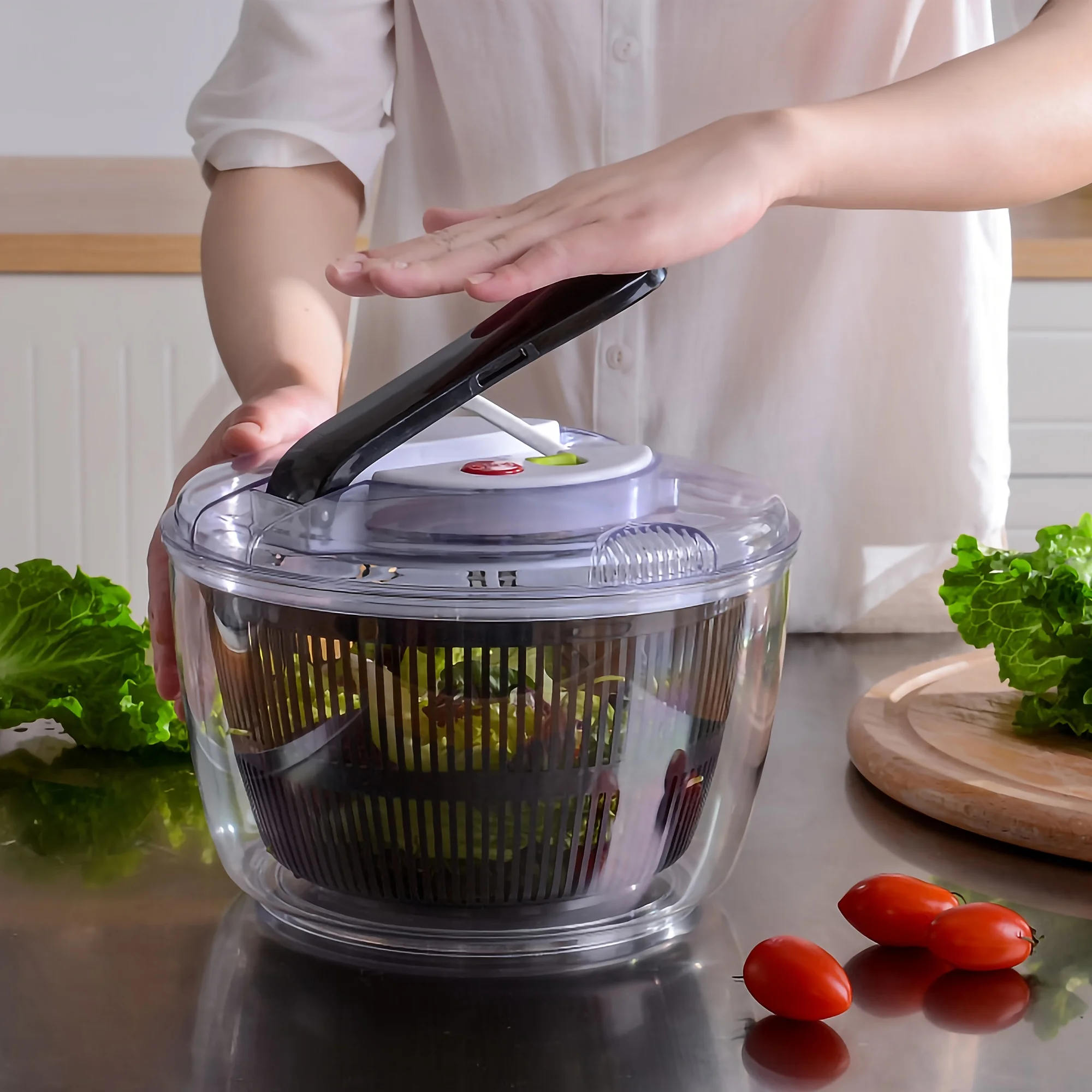 

1pc Vegetable & Fruit Dryer Spinner - Effortless Salad Prep, Rapid Wash-Dry-Drain Machine - Perfect Lettuce Spinner & Versatile