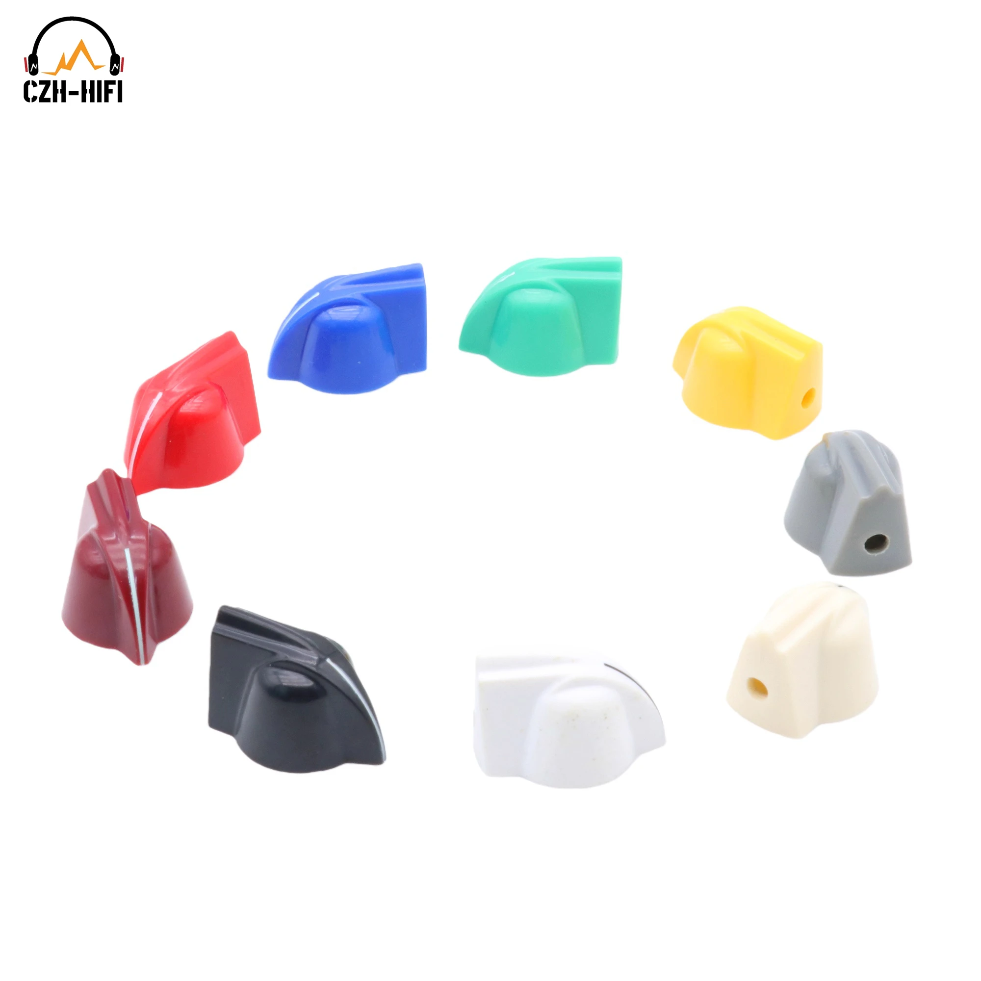 

10pcs Chicken head Knob ABS Plastic Button ON OFF Rotary Switch Potentiometer Guitar AMP Cabinet DJ Mixer Overdrive 6.4mm Hole
