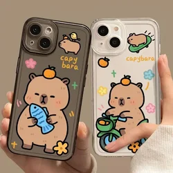 Funda Capibara Clear Case For iPhone 17 16 15 11 12 14 13 Pro Max Mini SE 7 8 Plus Air Kawaii Cute capybara Mobile Phone Covers