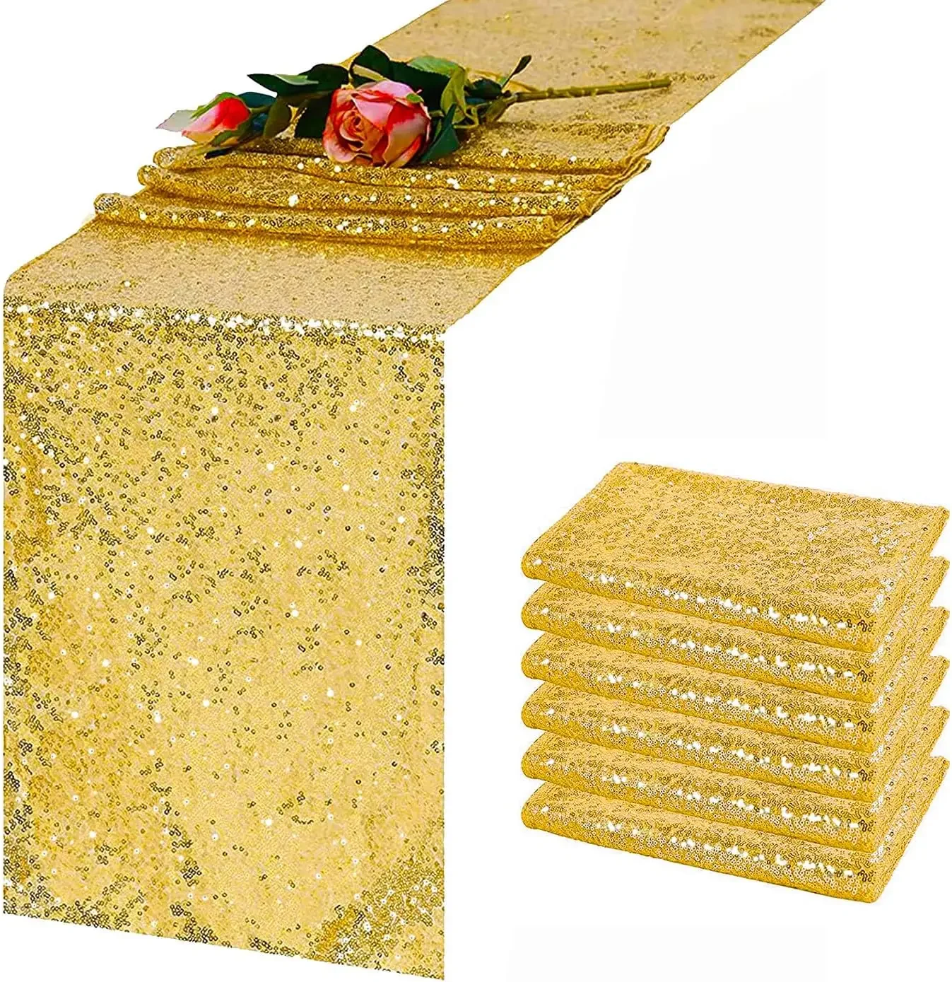 

Glitter Gold Sequin Table Runner,Sparkling Tablecloth Wedding Dining Table Decoration For Party Birthday Valentine's Day Decor