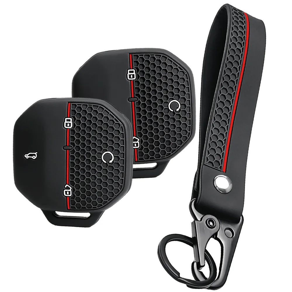 For Chery JETOUR Freedom T1 T2 Traveler silicone car key fob cover with long wrist strap and swivel clip