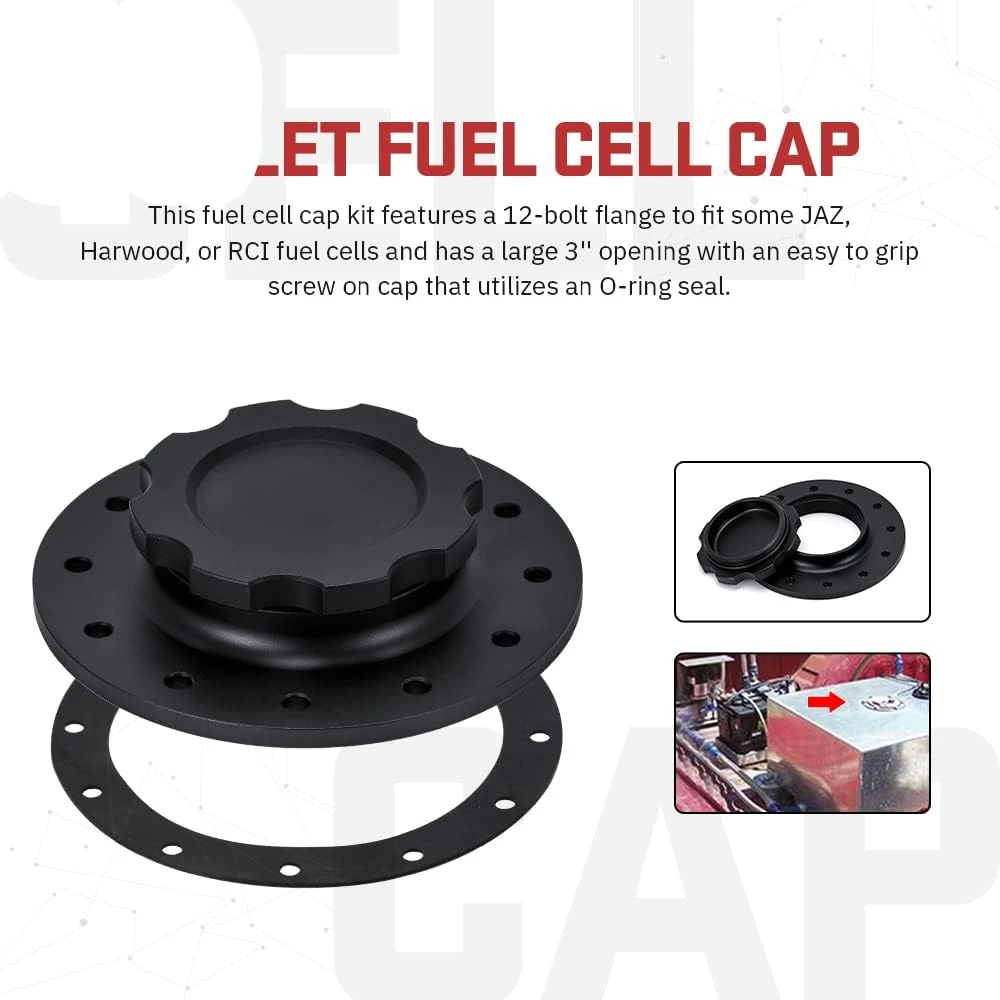 

​Billet Aluminum Easy Fill Fuel Cell Gas Cap With 12 Hole Cell Bung and Gasket