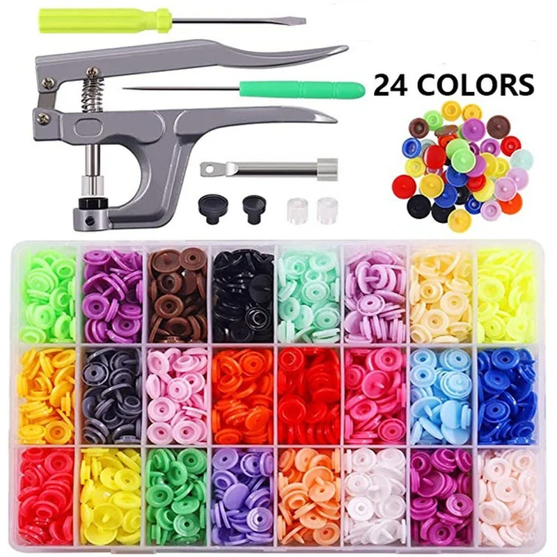 360 Sets T5 Plastic Snap Button with Snaps Pliers Tool Kit & Organizer Containers,Easy Replacing Snaps,DIY Family Tailor