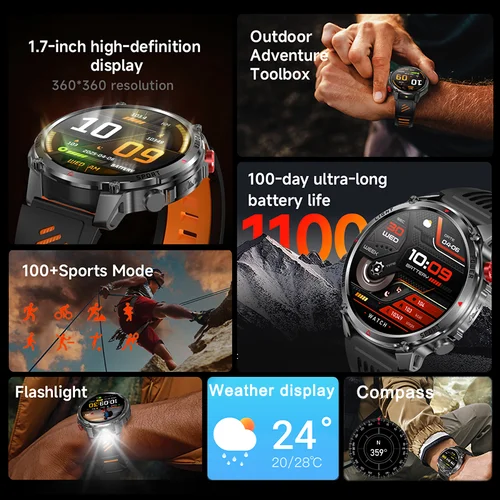Imagen 2 del producto Reloj Inteligente Deportivo para Exteriores con GPS, Modelo 2026, para Hombre, 1100mAh, NFC, Llamadas Inalámbricas, Resistente al Agua IP68