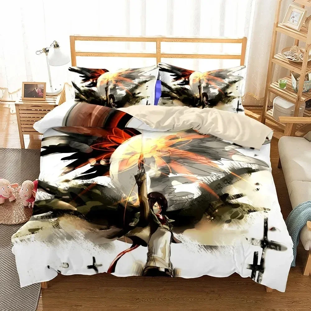 Anime Attack On Titan Bedding Set 3D Printed Suitable for Bedroom Duvet Cover Set With Pillowcases Kids Home Textile