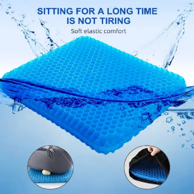 

Car Gel Seat Cushion Summer Breathable Honeycomb Design Relieves Back Tailbone Pain Home Office Wheelchair Car Accessories