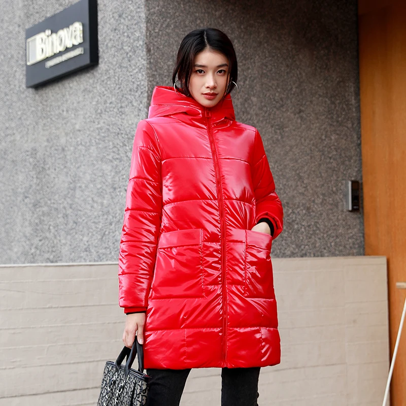 Women'S Medium And Long Down Cotton Padded Clothes 2023 Winter New Fashion Trend Loose Cotton Padded Clothes Solid Color Coat