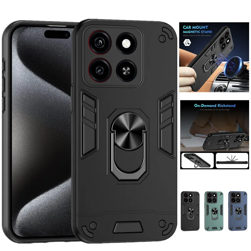 Военный бронированный чехол для ZTE Blade A35 A55 A54, защитное кольцо-подставка, держатель, чехол, чехол Fundas