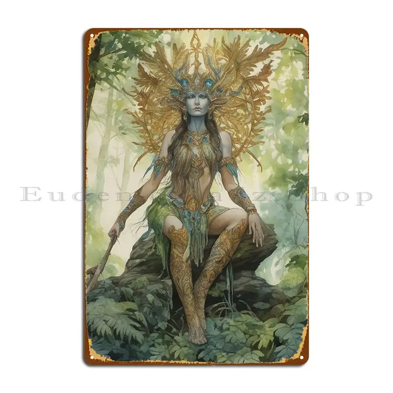 Female Mystical Forest Guardian Awakening Metal Sign Classic Cave Printing Kitchen Create Tin Sign Poster