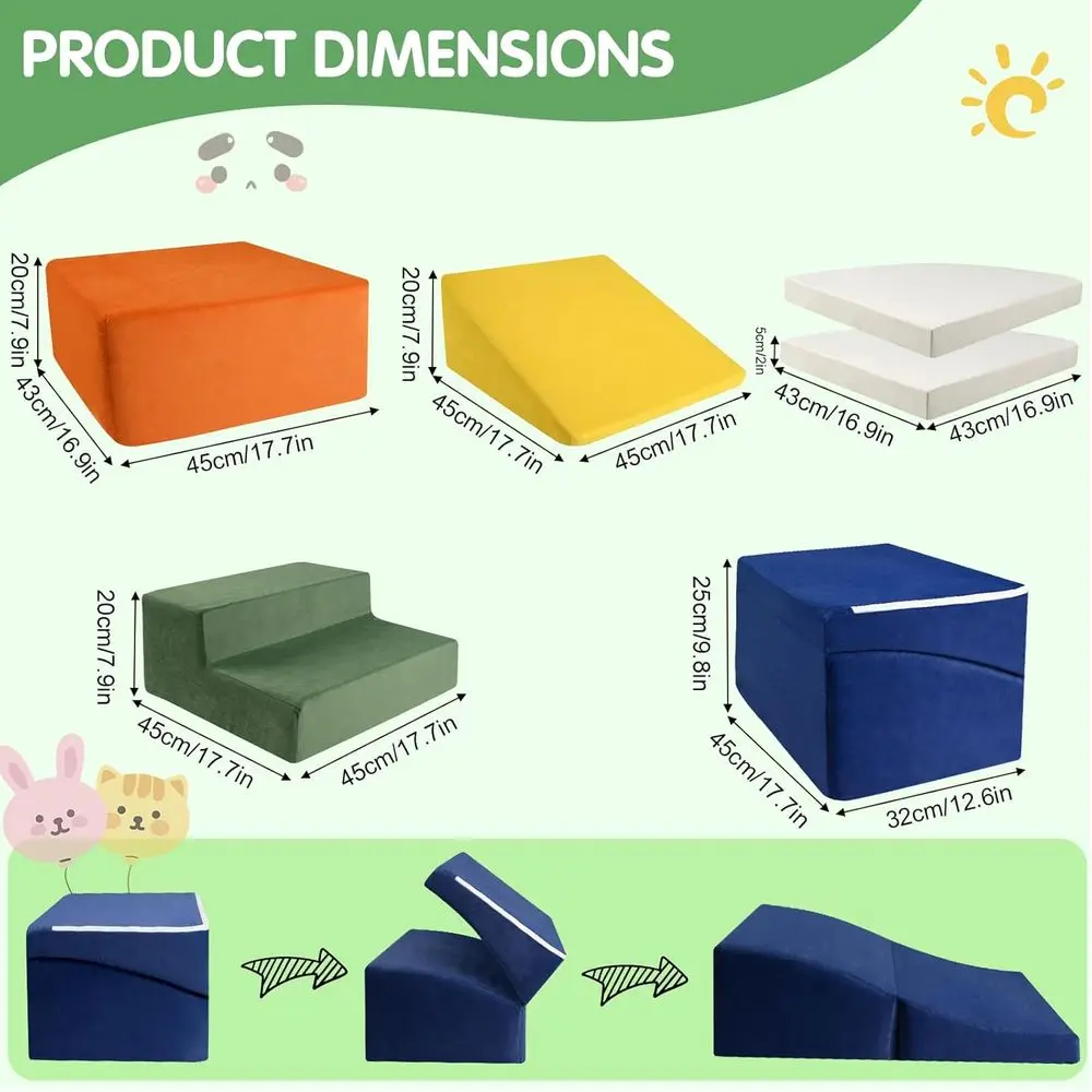 6-częściowy zestaw dużych piankowych klocków do wspinaczki dla maluchów, kolorowy zestaw do zabawy w pomieszczeniach rozwijający umiejętności motoryczne i koordynację kolorystyczną, odpowiedni dla dzieci w wieku 1-